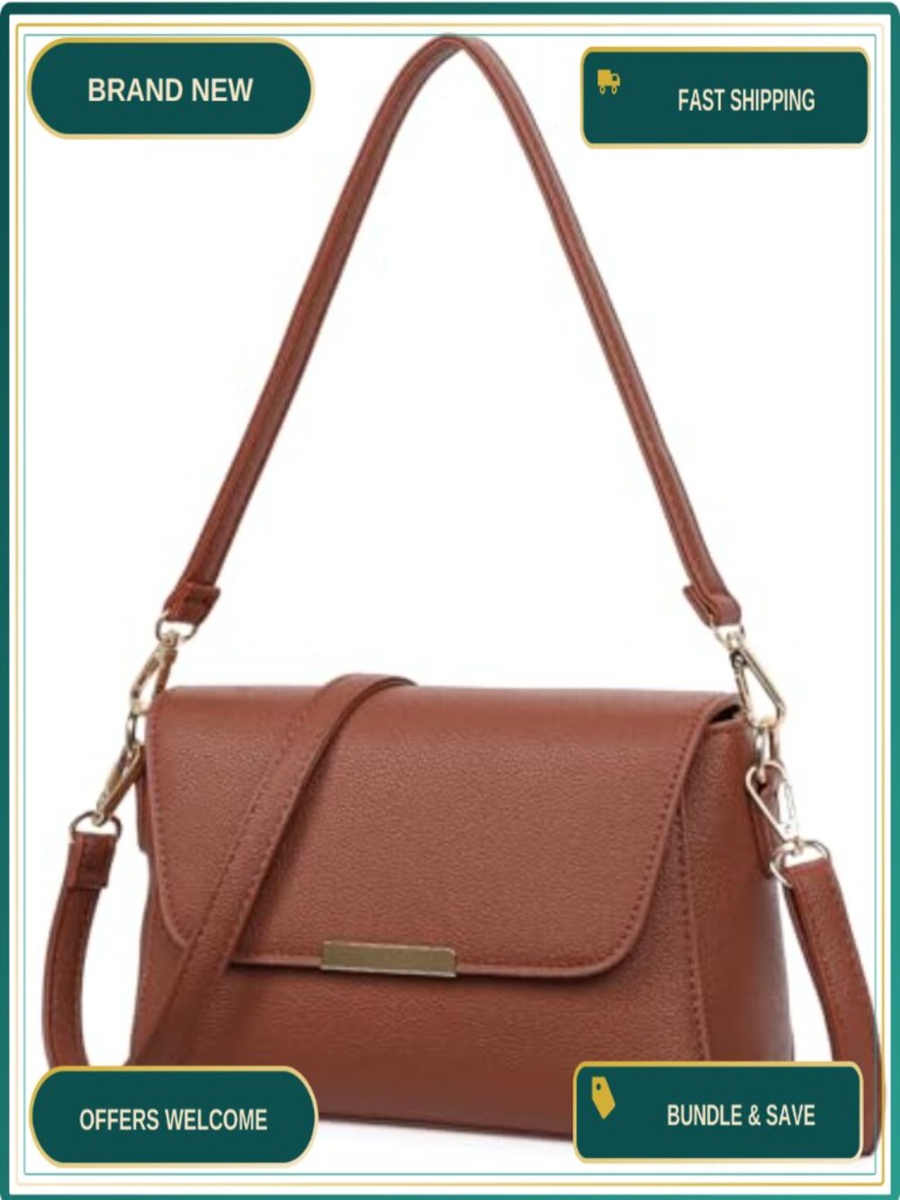 Small PU Leather Crossbody Bag for Women Trendy Shoulder Handbag